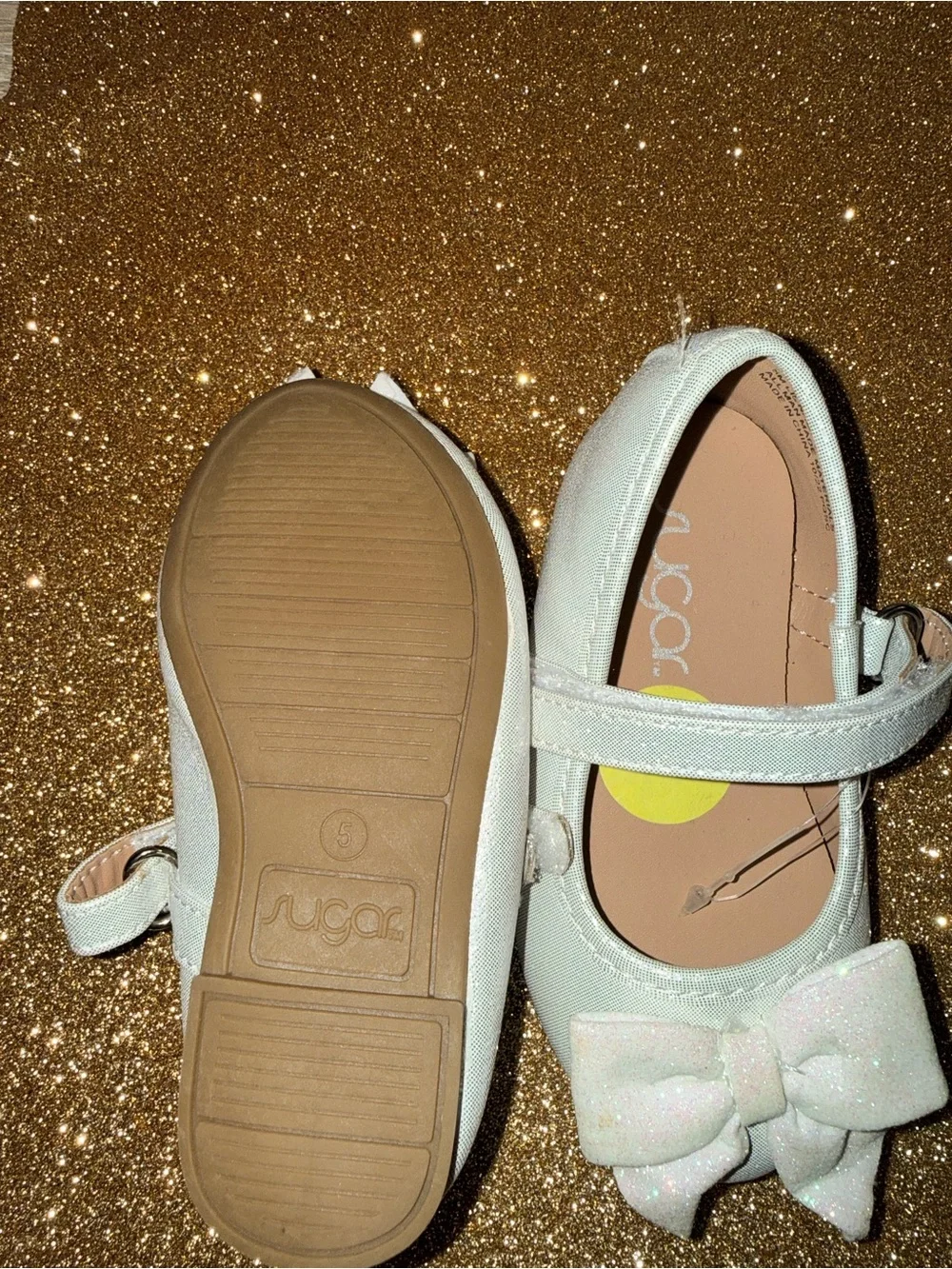 Sugar White Sparkle Bow Mary Jane Shoes